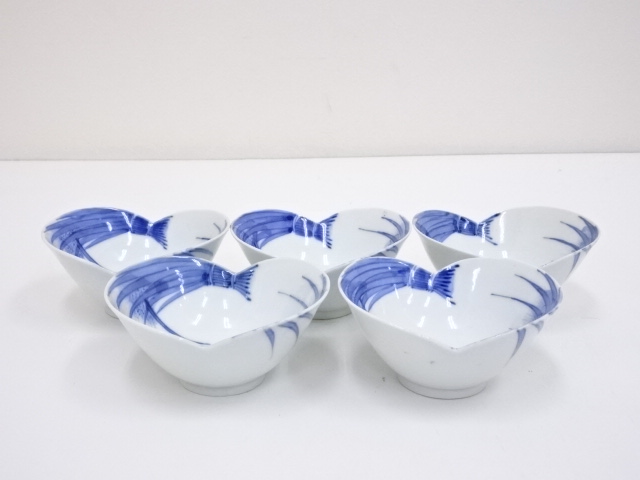 染付稲束文向付5客